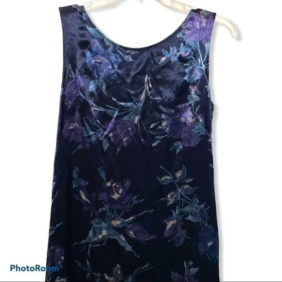 Laura Ashley 1990’s Vintage Maxi Blue Purple Muted Fairycore Floral Dress sz - Picture 6 of 12